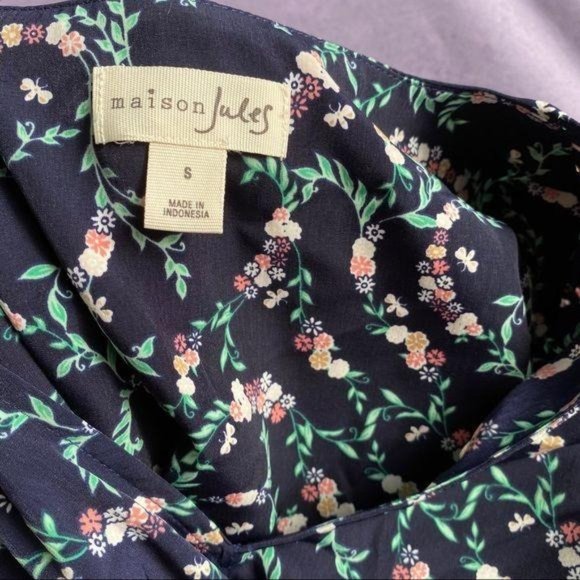 Maison Jules Floral Print Smocked Waist Dress NWT - Picture 7 of 8